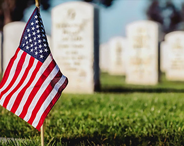 Military Cemetary with American Flag